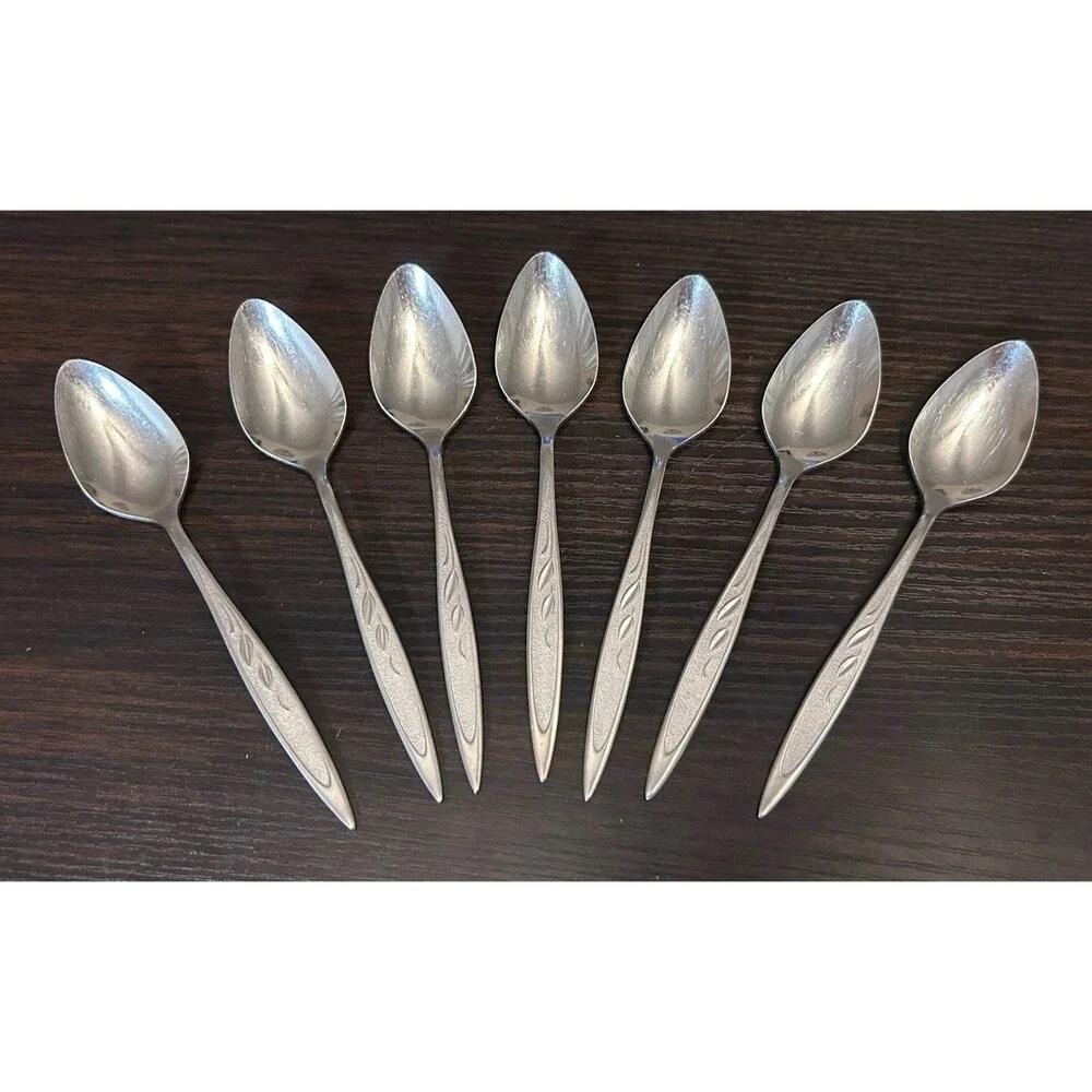 7 Demi Demitasse Spoons Oneida ROYAL HARVEST Wm A Rogers Premier Stainless LOT